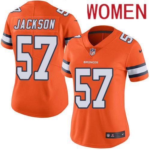 Women Denver Broncos #57 Tom Jackson Orange Nike Rush Vapor Limited NFL Jersey->women nfl jersey->Women Jersey